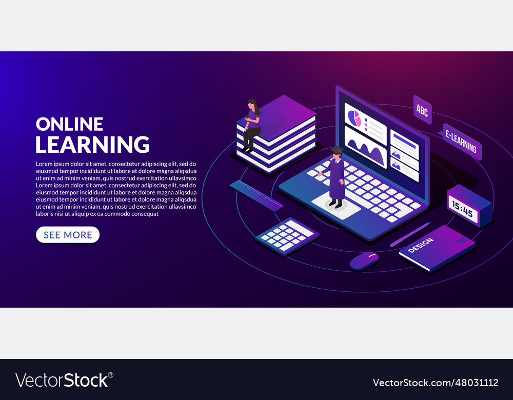 Online education concept in isometric style learn Vector Image