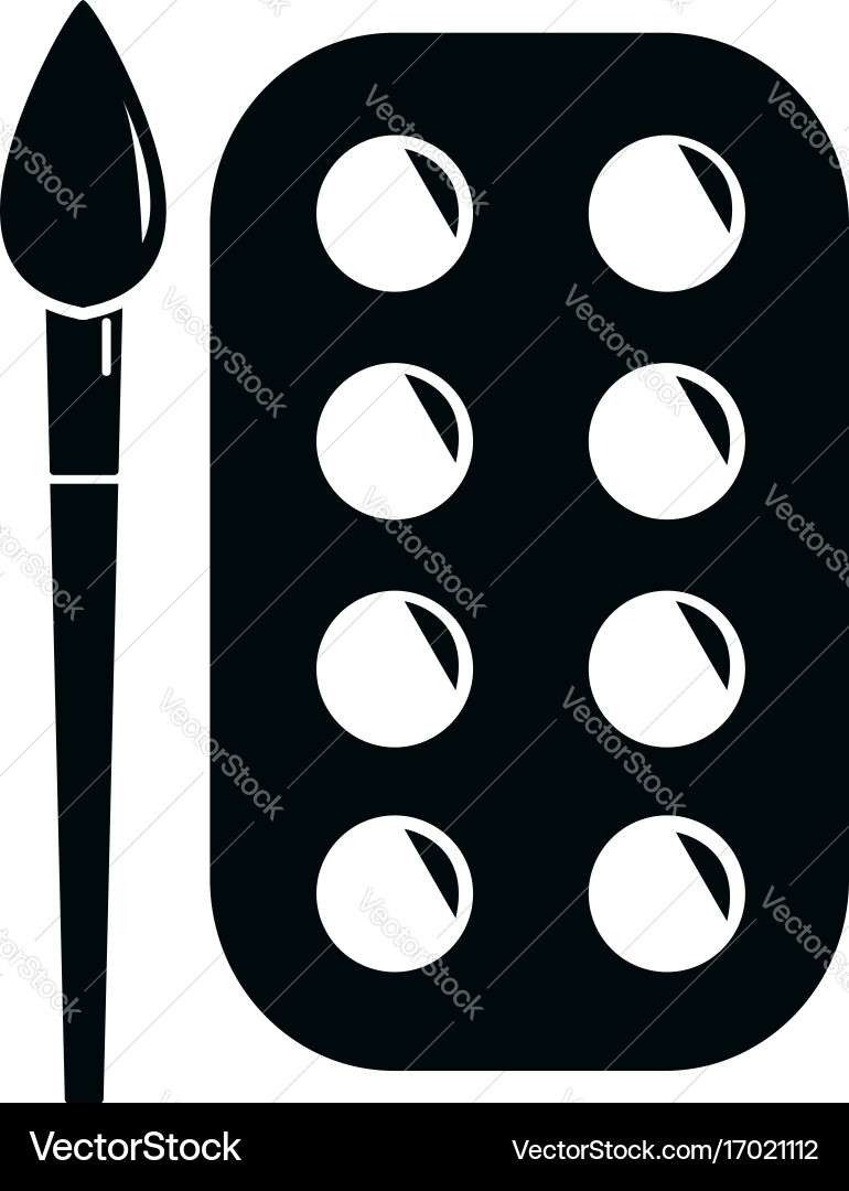 Paint brush palette icon simple black style Vector Image