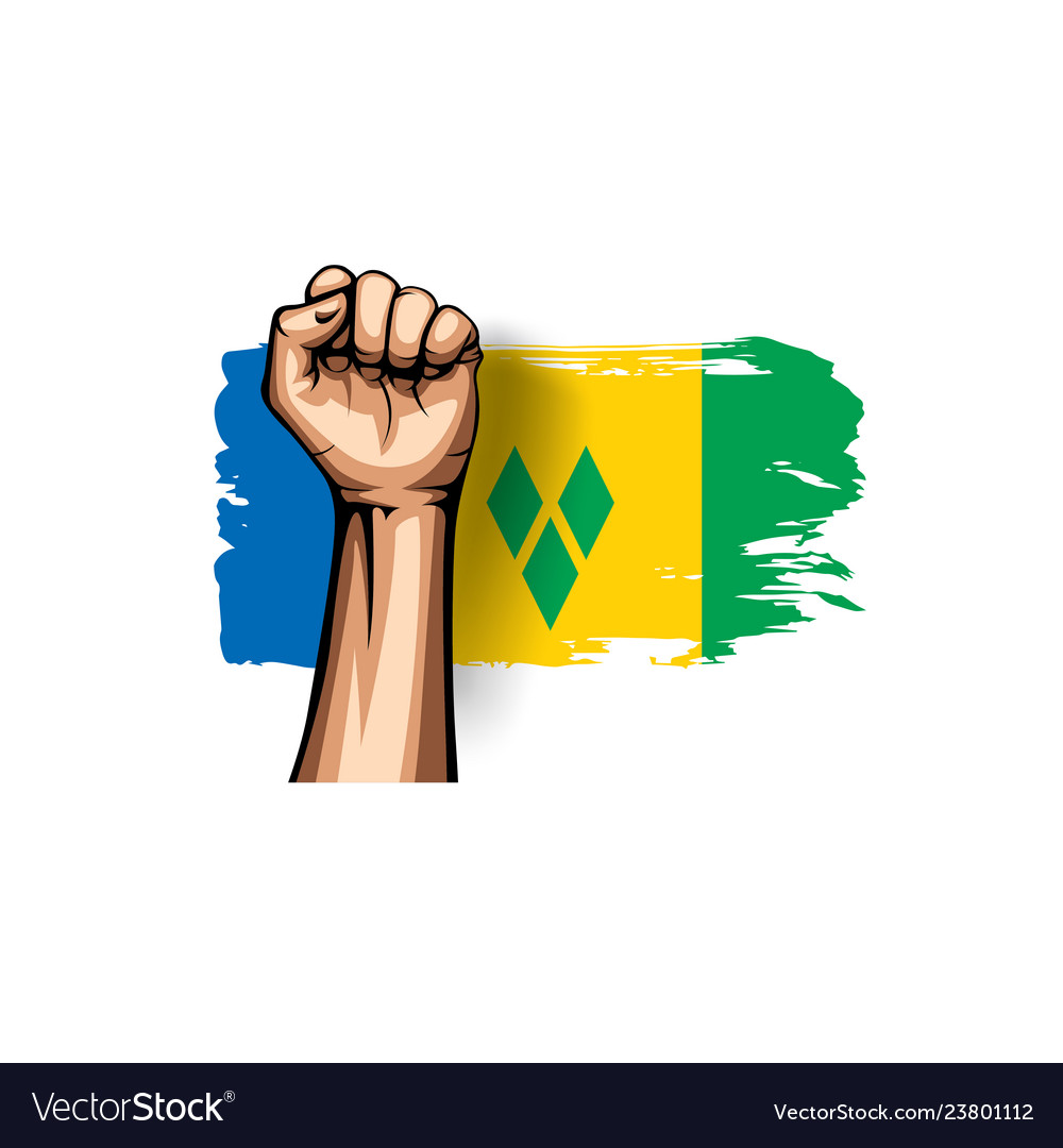 Saint vincent and the grenadines flag and hand Vector Image