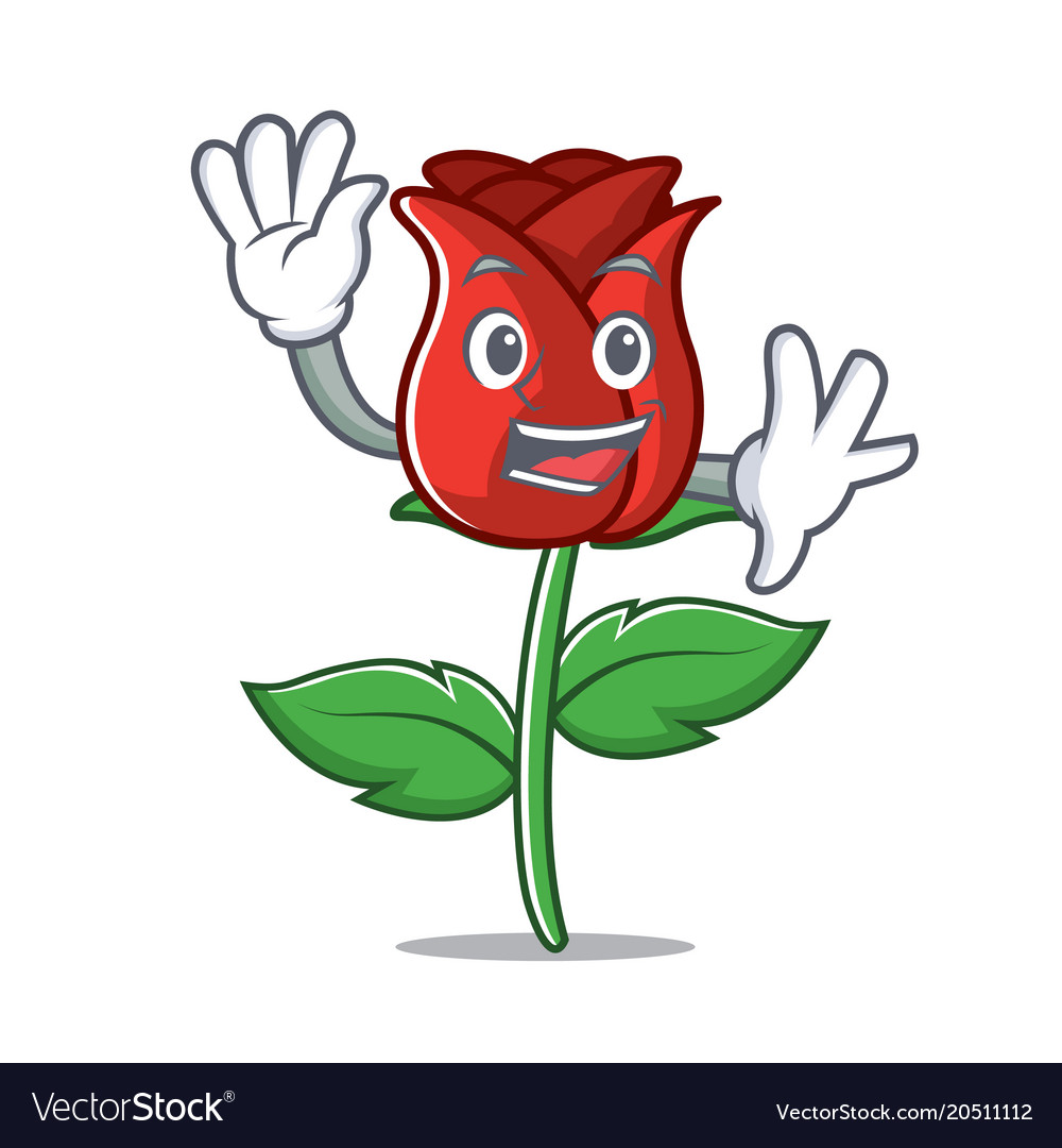 Waving red rose character cartoon Royalty Free Vector Image