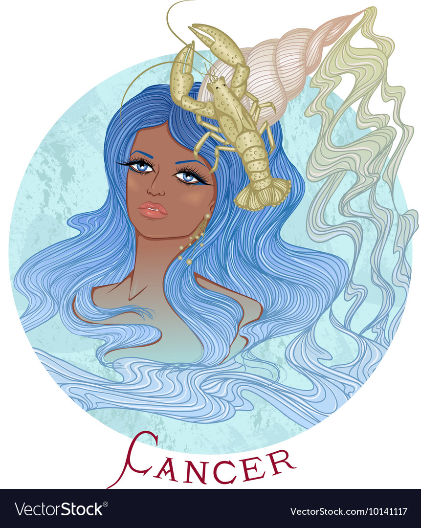 Astrological Sign Cancer As A African Girl Vector Image