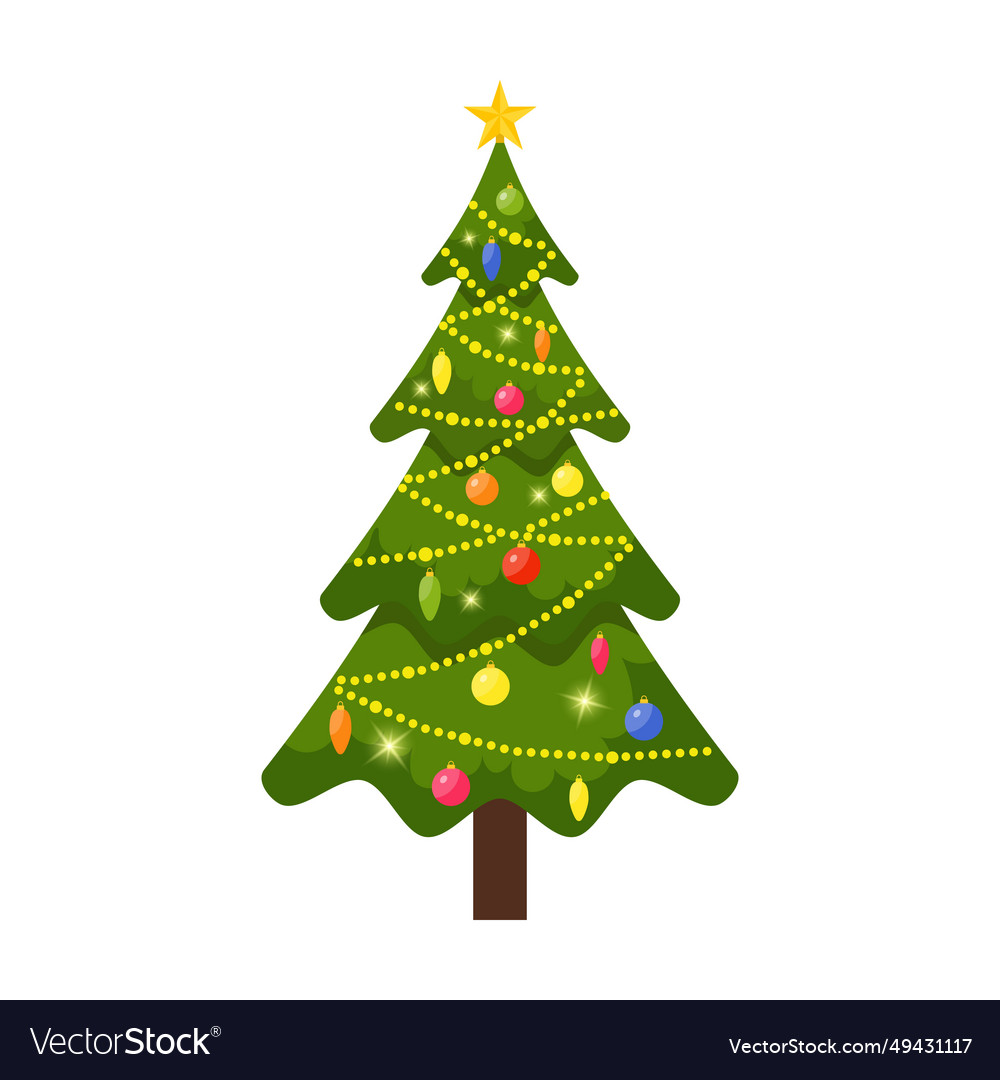 Christmas tree decorated with colorful balls Vector Image