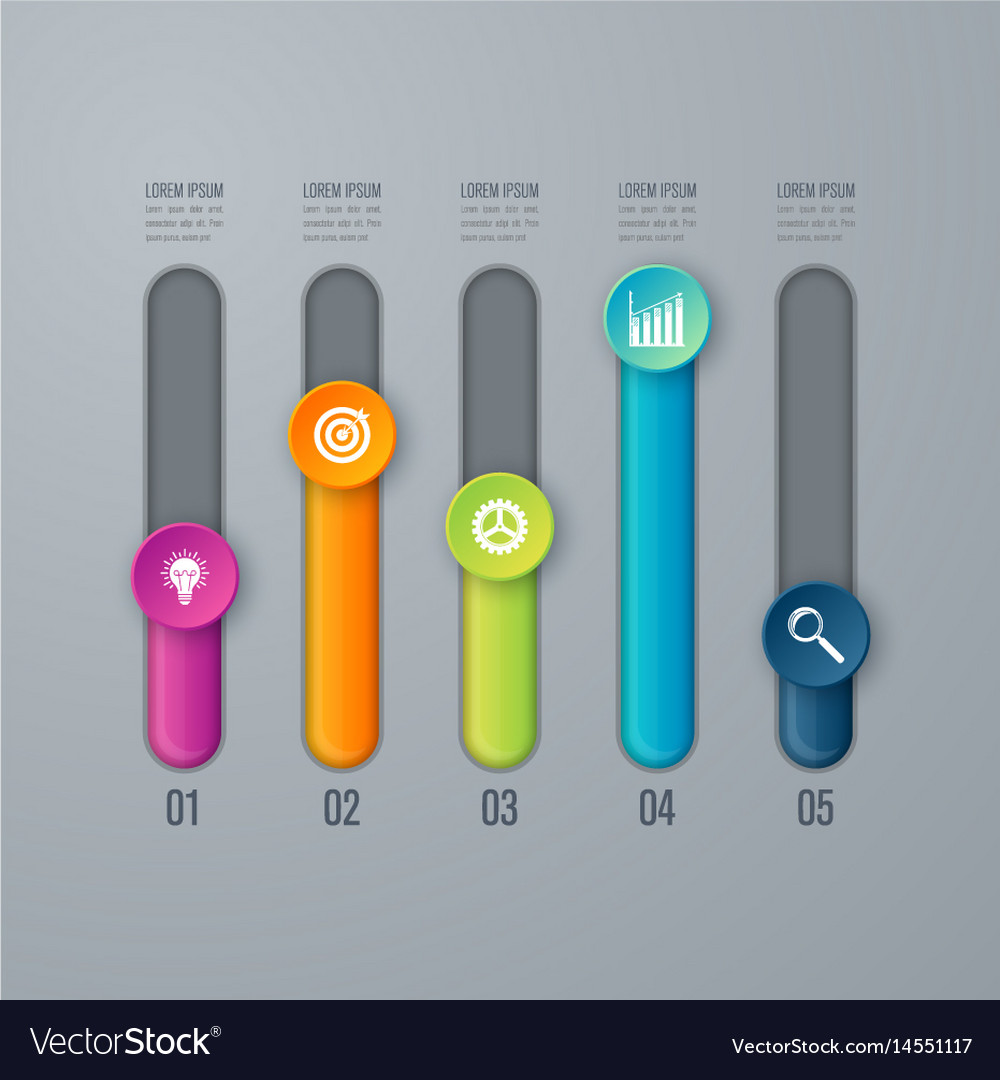 Infographics template 5 options with circle Vector Image