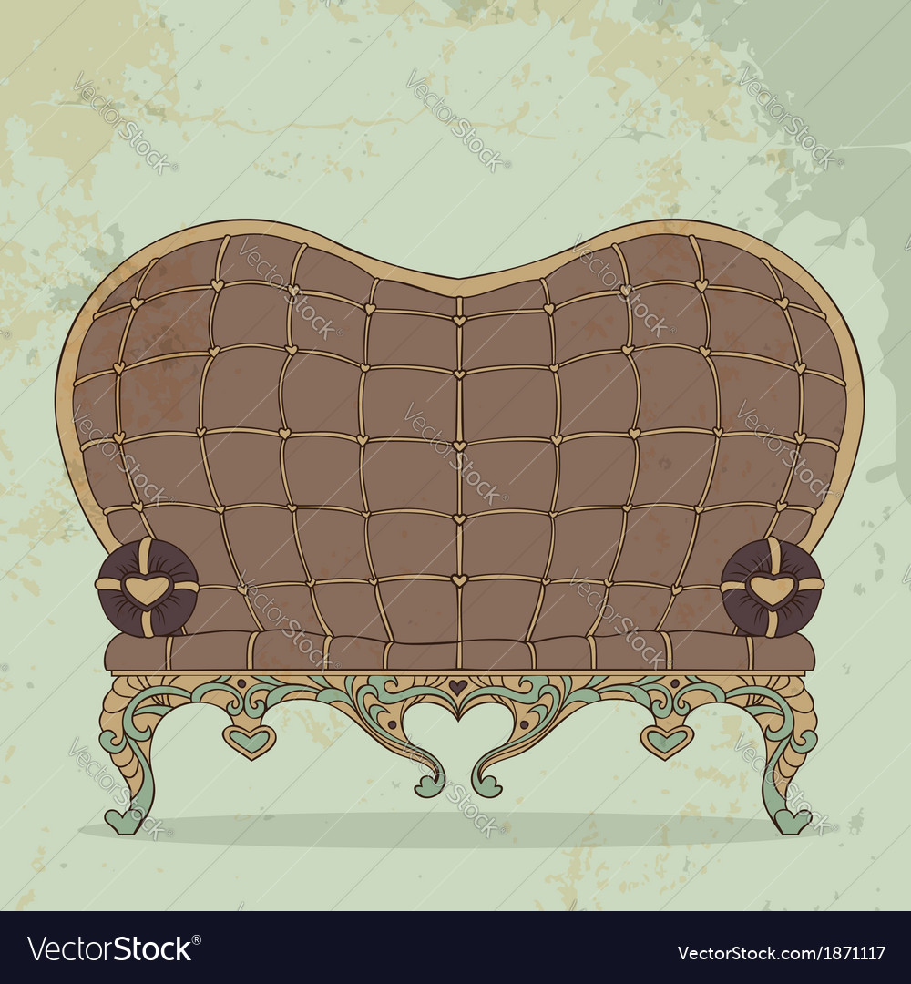 Retro Brown Leather Sofa Heart Shaped Royalty Free Vector Retro Brown Leather Sofa Heart Shaped Vector Image