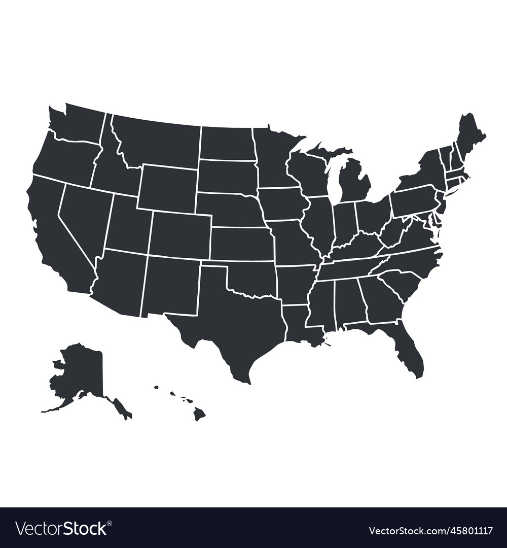 Usa map isolated on white united states Royalty Free Vector