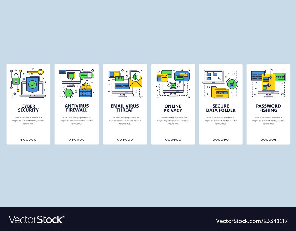 Web Site Onboarding Screens Cyber Security Vector Image