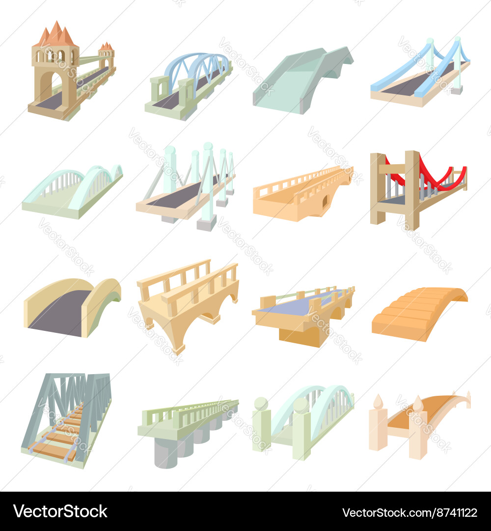 Bridge set icons Royalty Free Vector Image - VectorStock