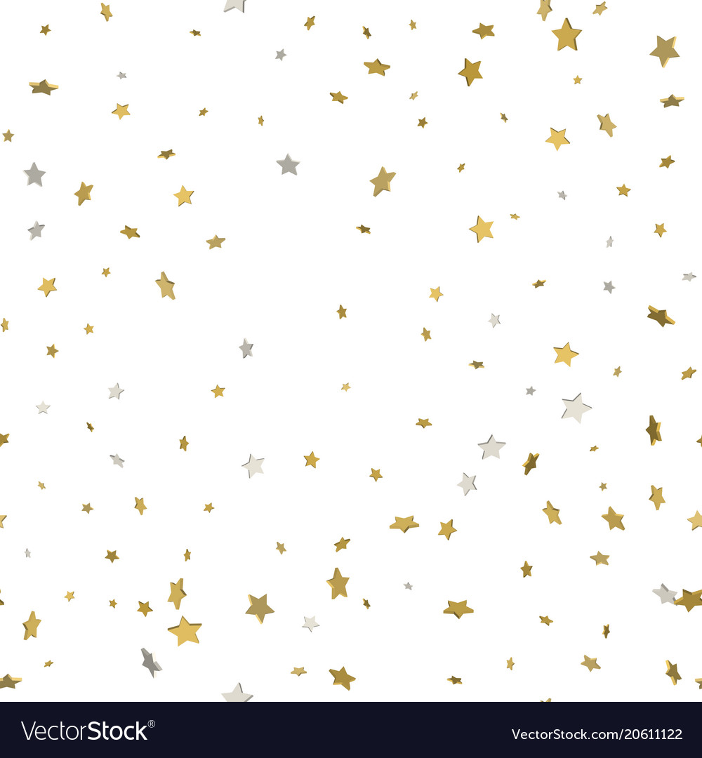 Gold star confetti rain festive holiday Royalty Free Vector