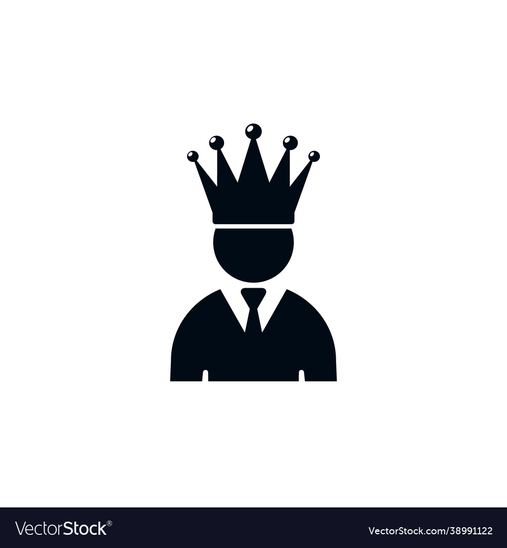 Man with crown icon king user isolated flat Vector Image