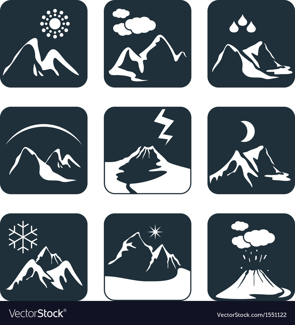 Mountain weather set Royalty Free Vector Image