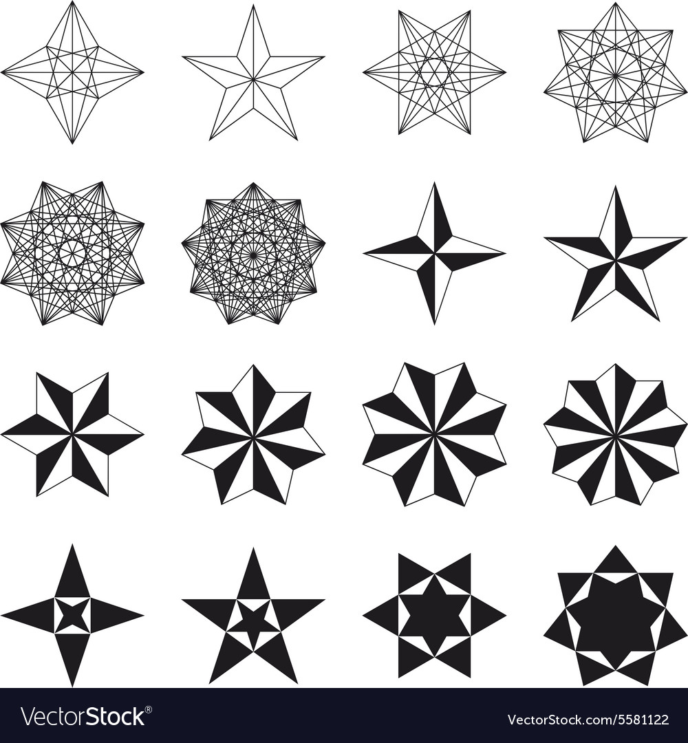 Set of stars geometric shapes Royalty Free Vector Image