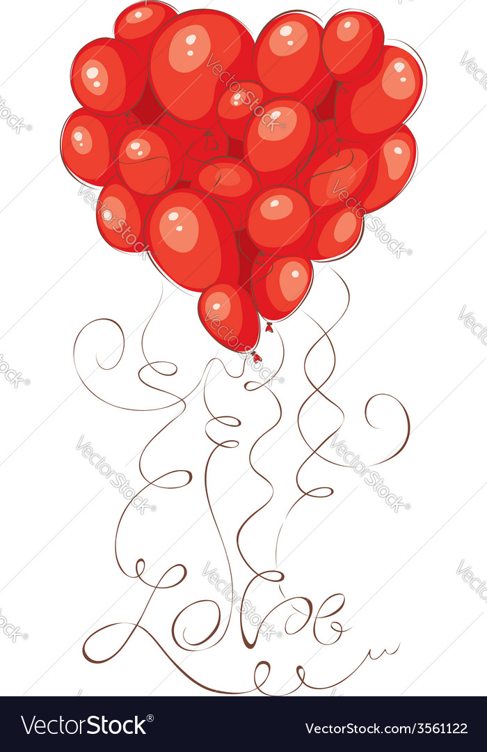 Valentine card - heart made of balloons