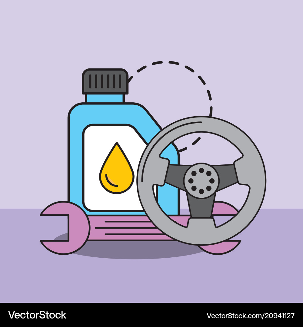 Car service maintenance engine oil steering wheel Vector Image