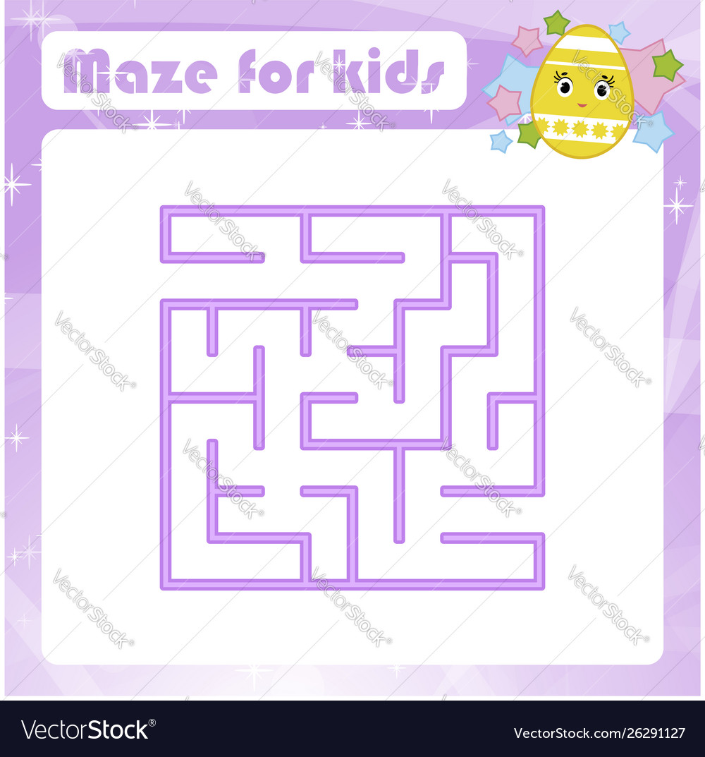 Color square labyrinth kids worksheets activity Vector Image