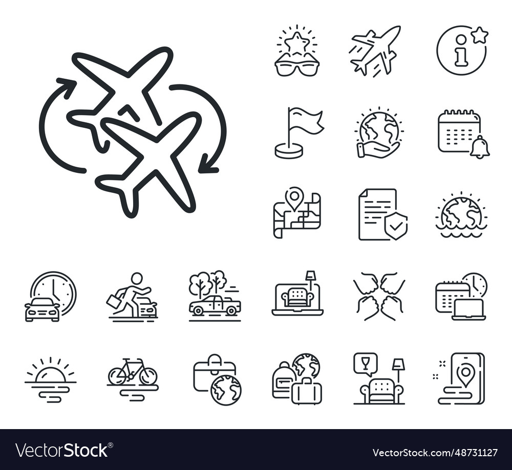 Connecting flight line icon change airplane sign Vector Image