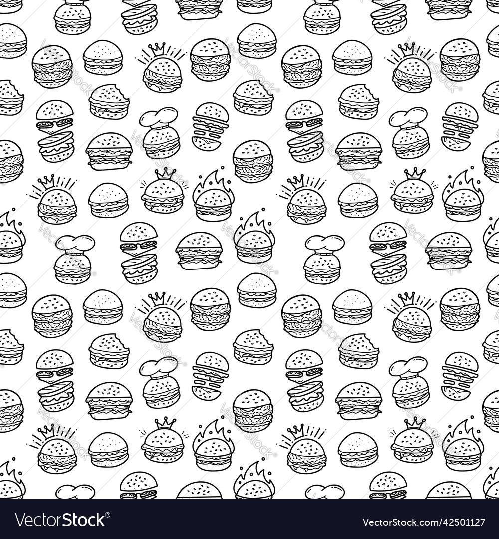 Hand drawn doodle hamburger burger seamless Vector Image