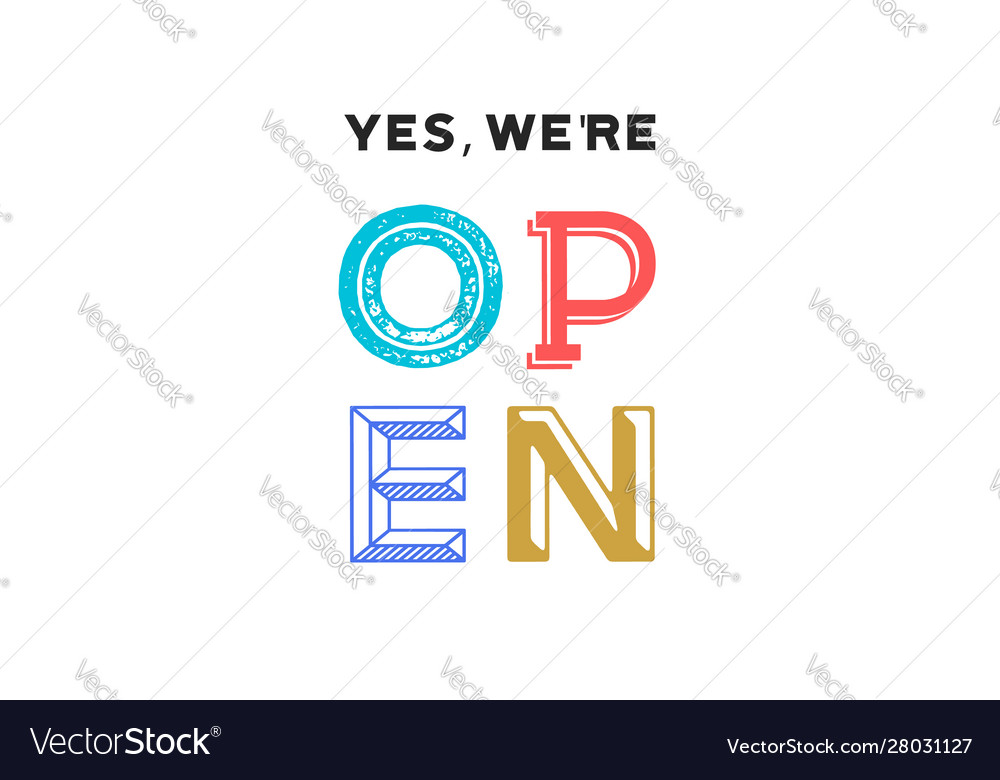 Open Sign Board For Door Sign Banner Poster Vector Image