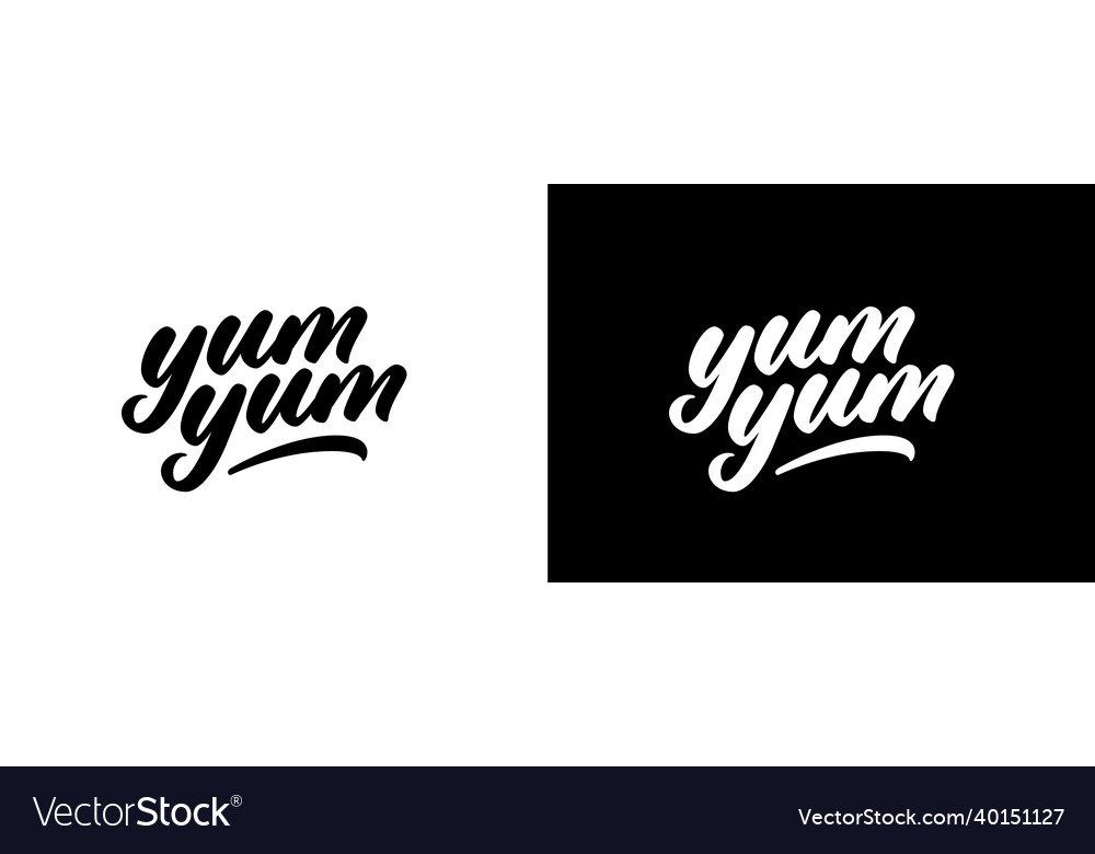 Yum handwritten lettering Royalty Free Vector Image