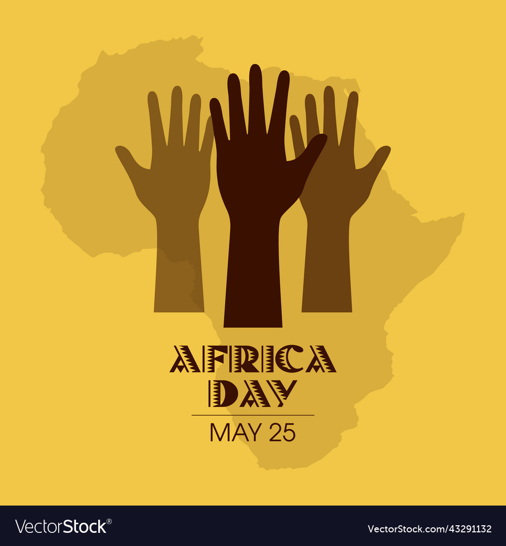 Africa day hands up silhouette continent icon Vector Image