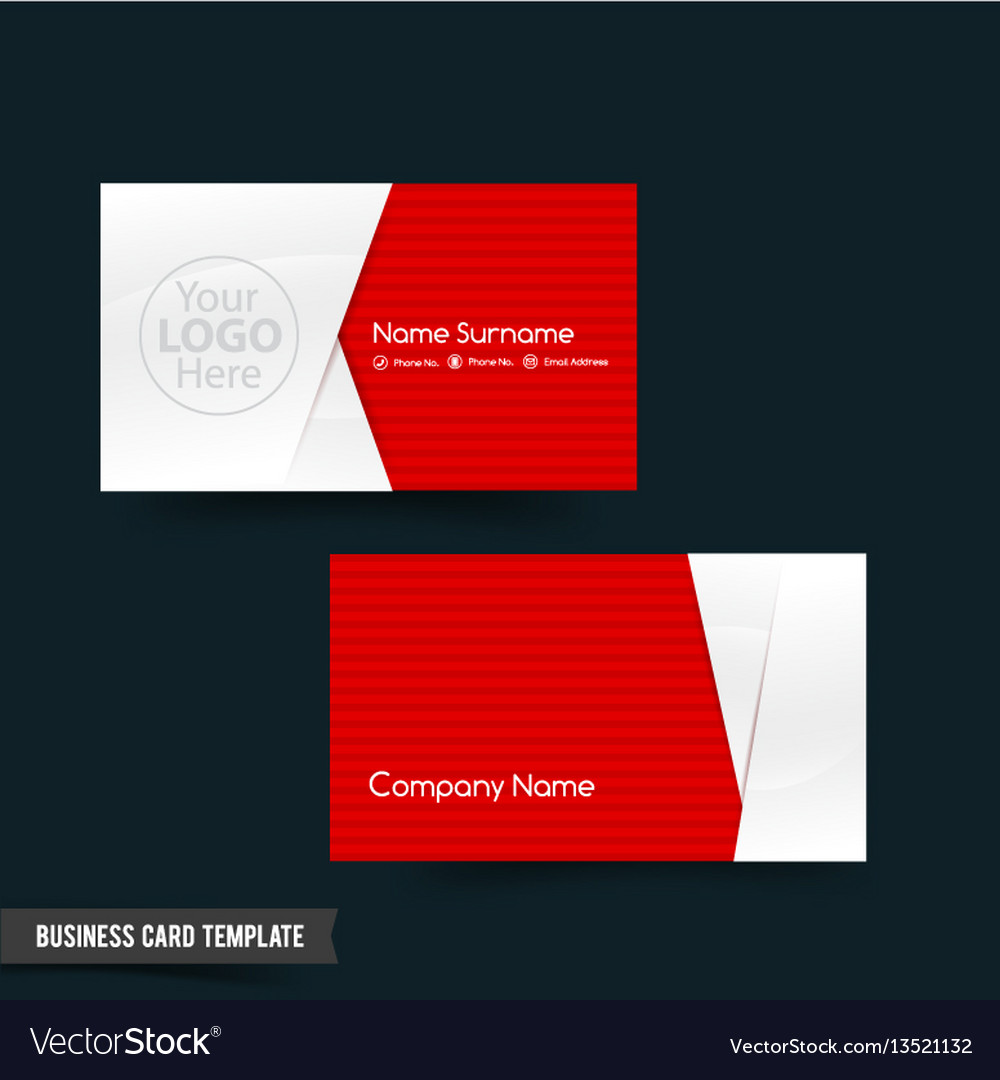 Business card template set 23 red and white basic Vector Image Inside Template For Calling Card