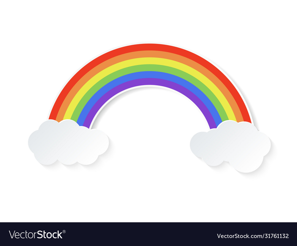 Color rainbow with clouds isolated on white Vector Image