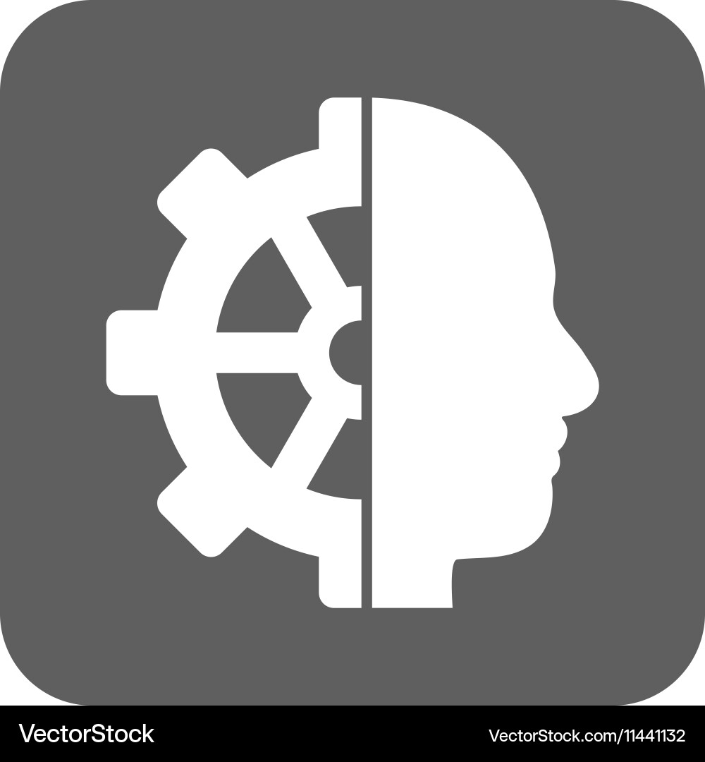 Cyborg gear flat squared icon Royalty Free Vector Image