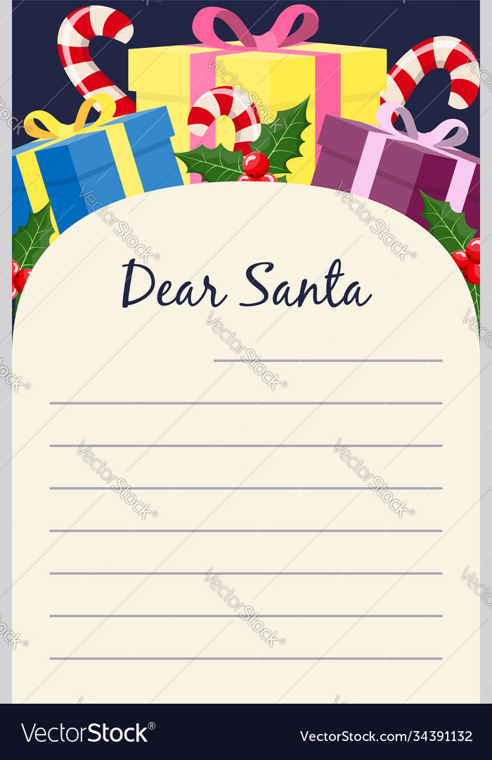 Dear santa christmas stationery template letter Vector Image