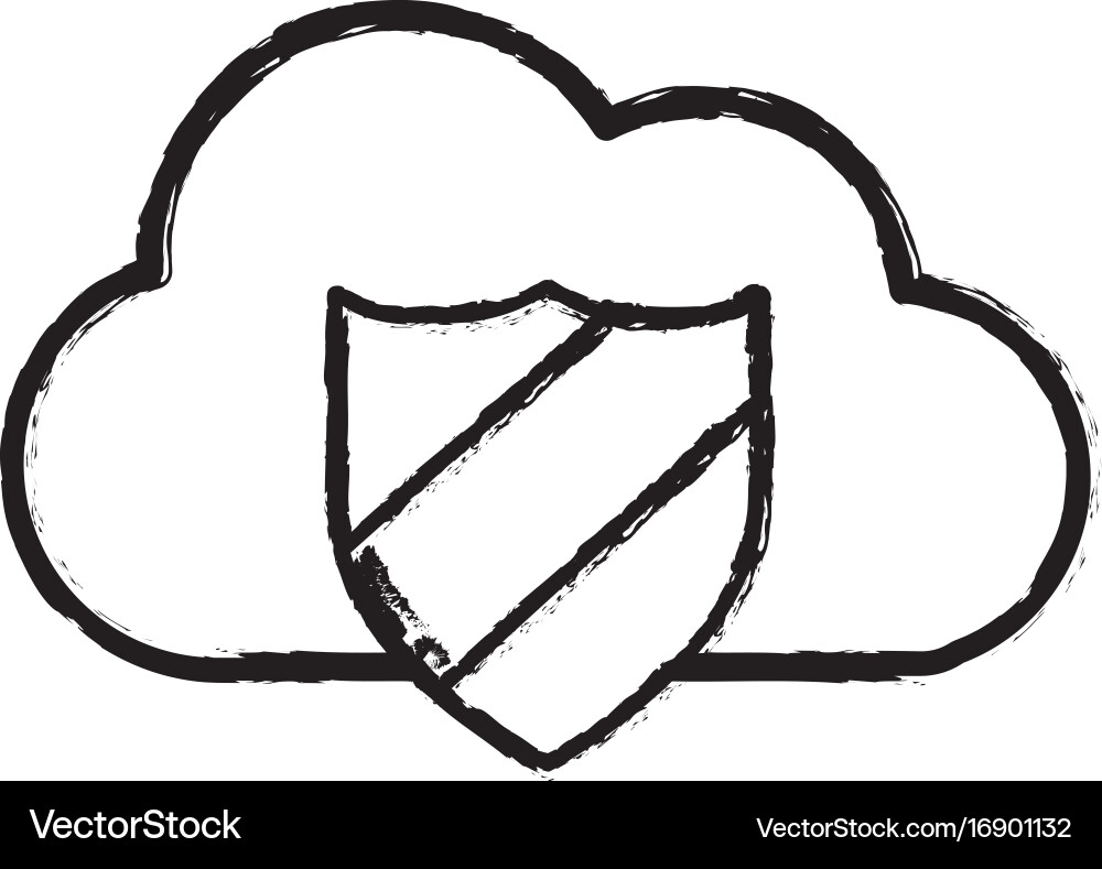 Figure cloud data center with security shield Vector Image