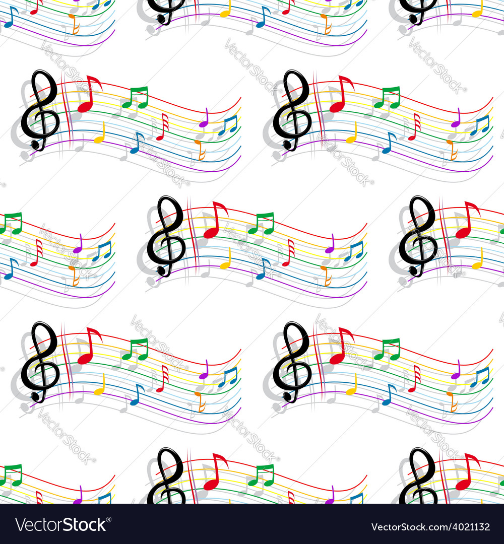 Seamless colorful music notes pattern Royalty Free Vector