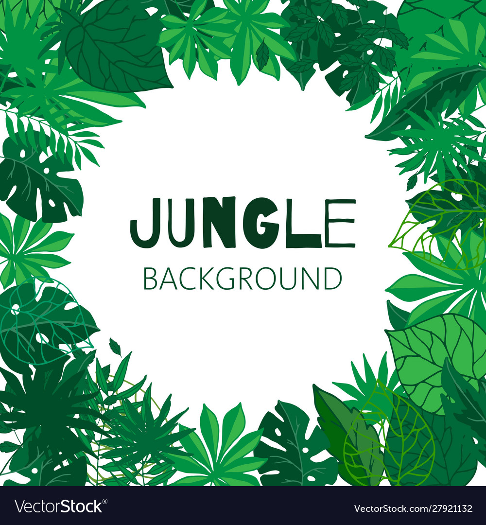 Tropical jungle frame green Royalty Free Vector Image