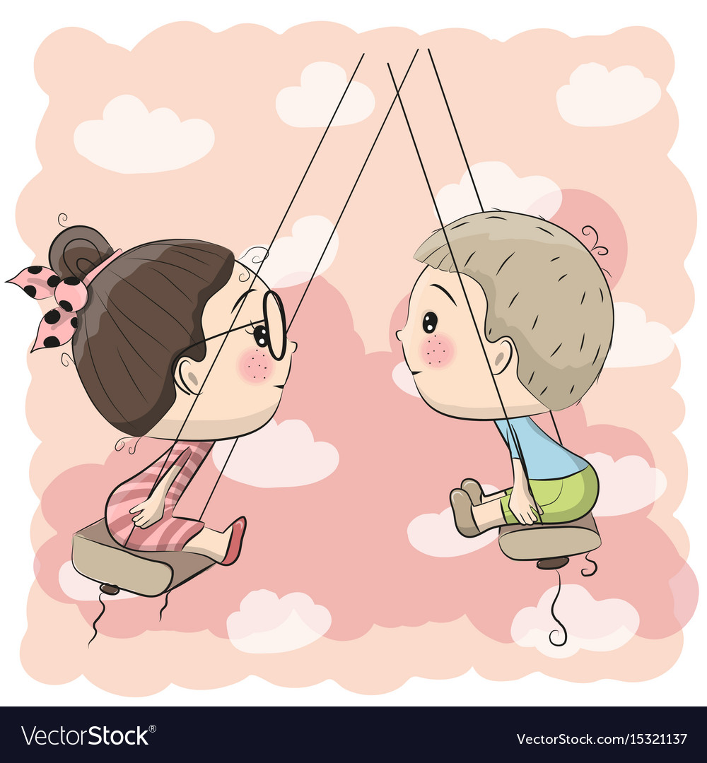 Boy And Girl On The Swing Royalty Free Vector Image 5785