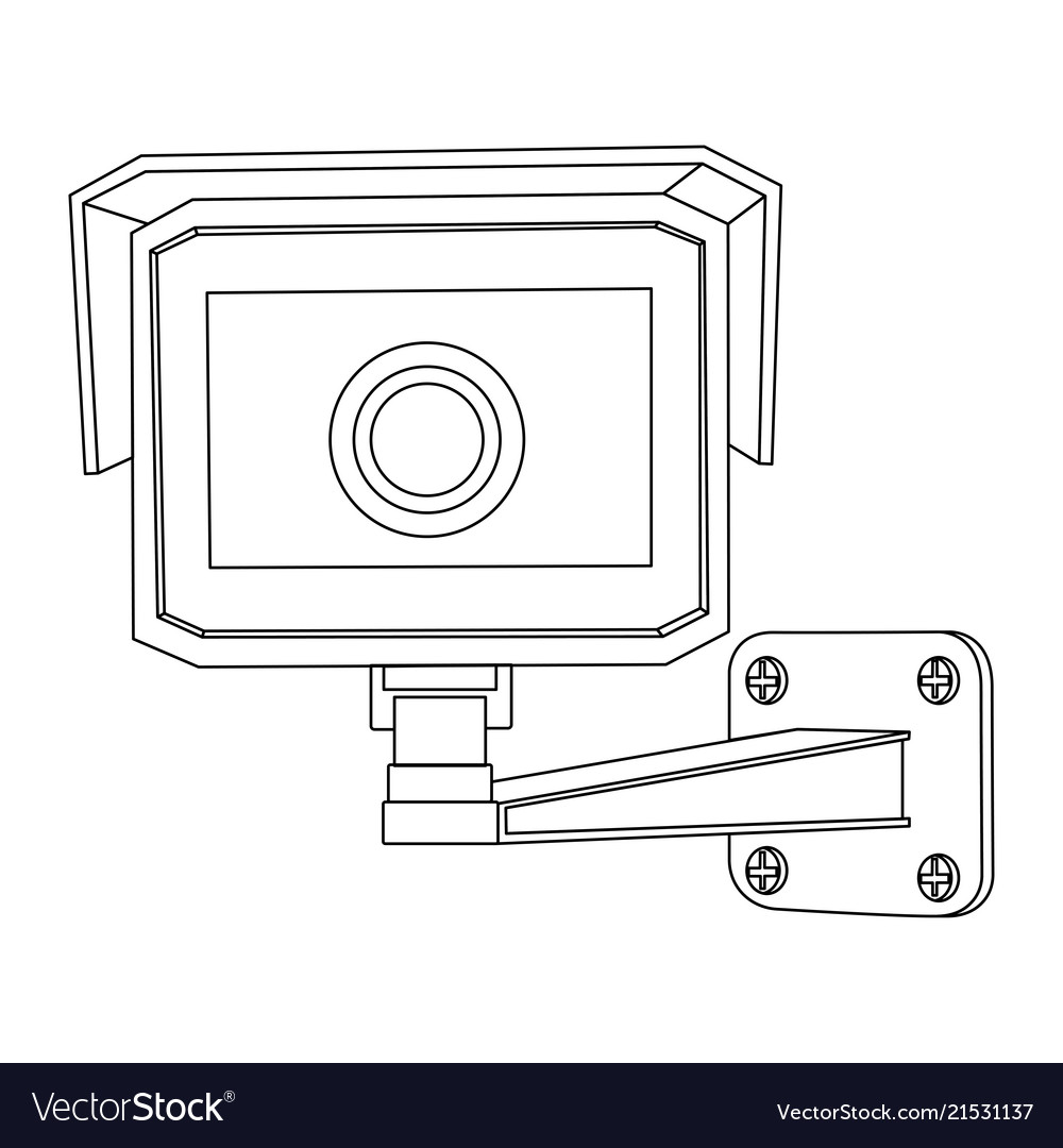 Cctv security camera front view outline drawing Vector Image