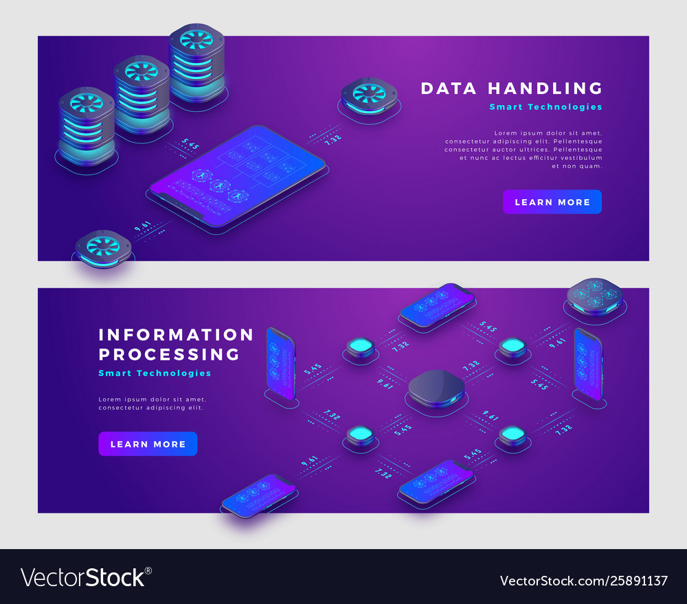 Data handling and information processing concept Vector Image
