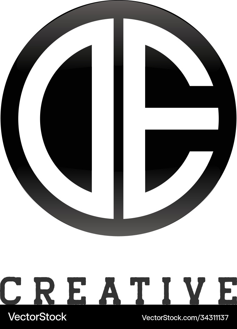 Initial letter de circle shape monogram black Vector Image