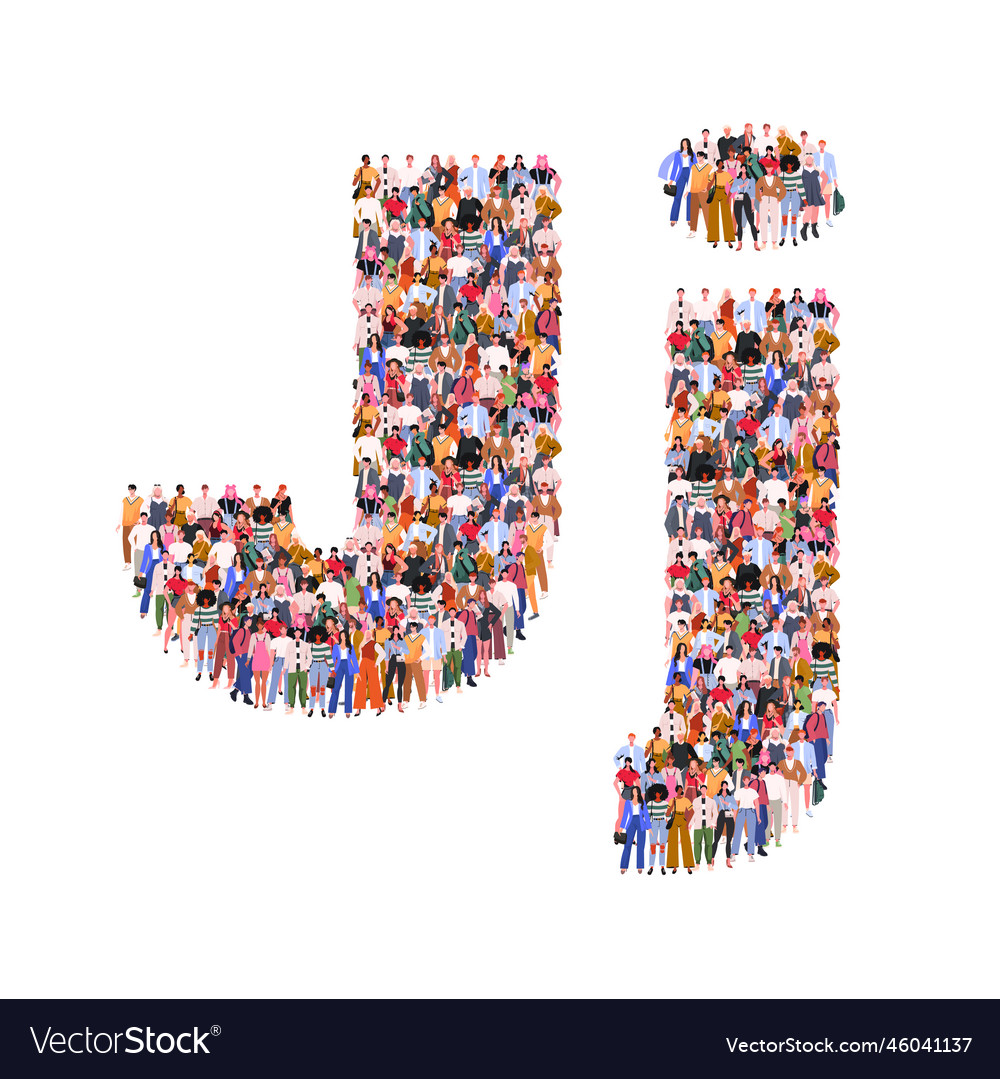 Large group of people in letter j form Royalty Free Vector