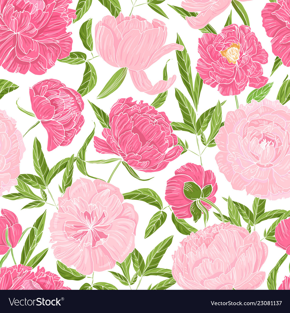 Romantic seamless pattern with gorgeous blooming Vector Image