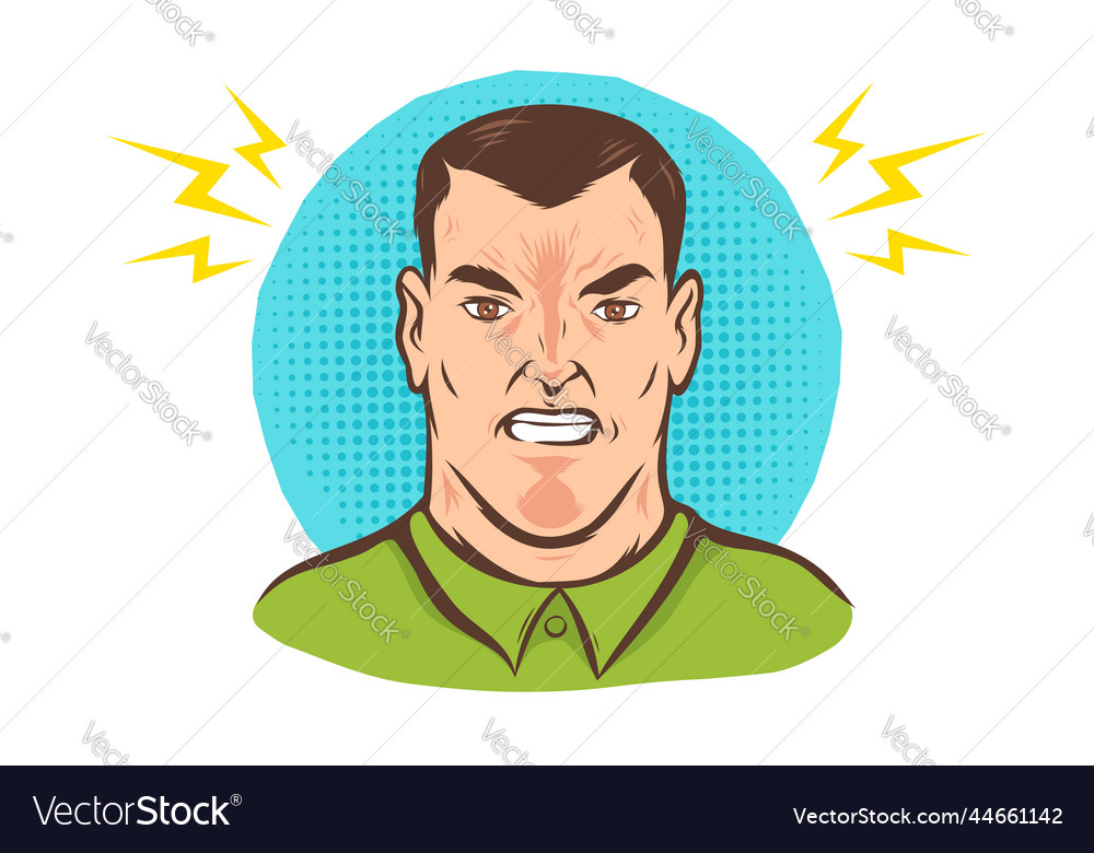 Angry Man In Vintage Stylee Royalty Free Vector Image 7024