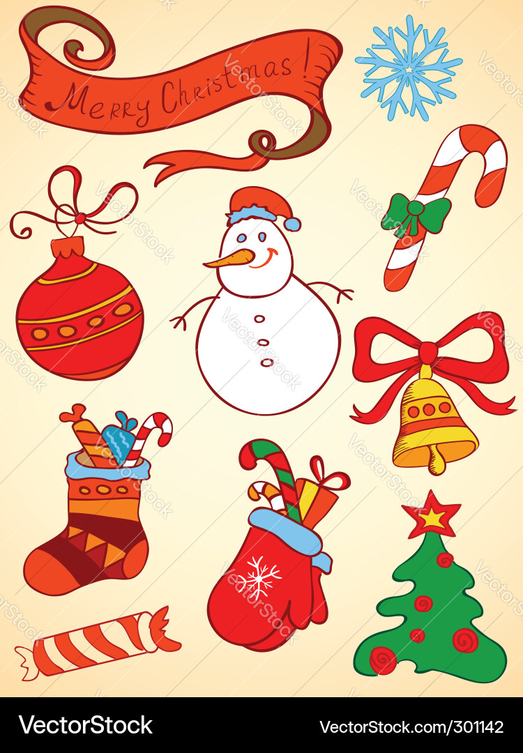 Christmas elements Royalty Free Vector Image - VectorStock