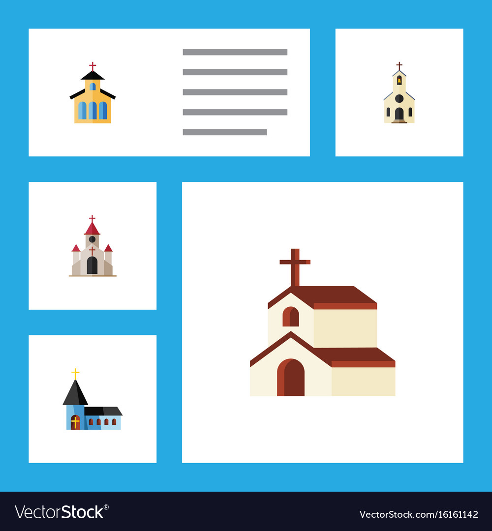 Flat icon christian set of catholic traditional Vector Image