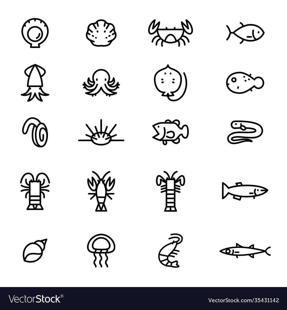 Icon sea animal set on white background Royalty Free Vector