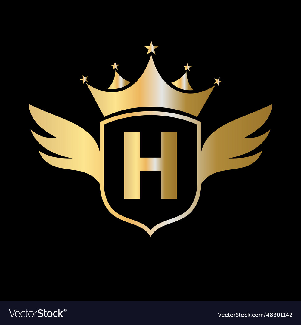 Letter h transportation logo with wing shield Vector Image