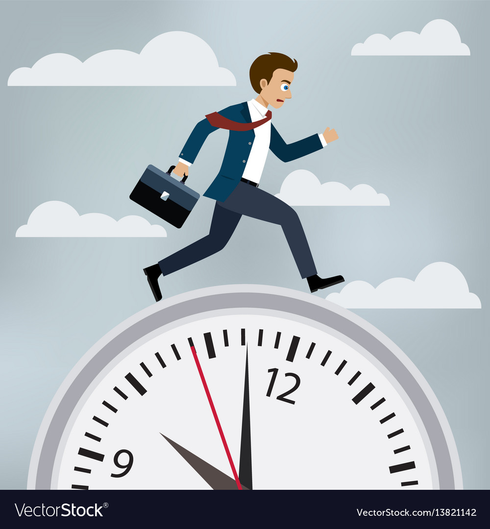 Man in suit runs to work Royalty Free Vector Image