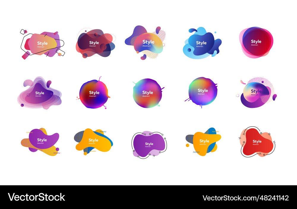 Set of colorful gradient abstract elements Vector Image