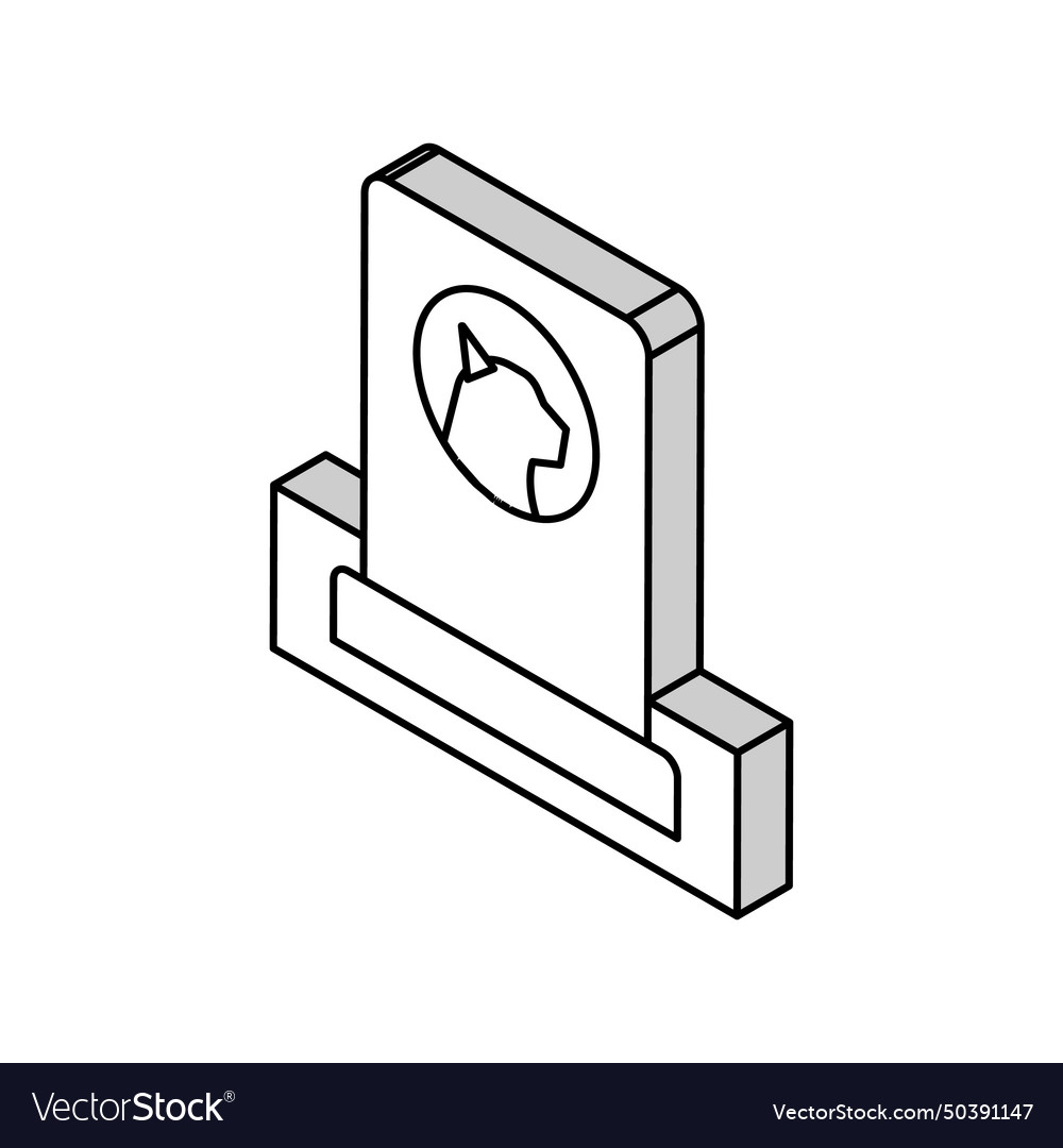 Cat dead pet monument isometric icon