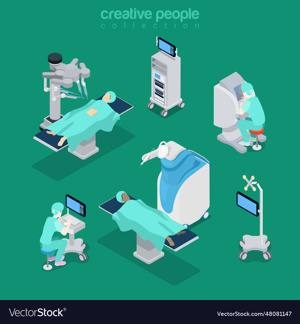 Isometric flat hospital modern equipment Vector Image