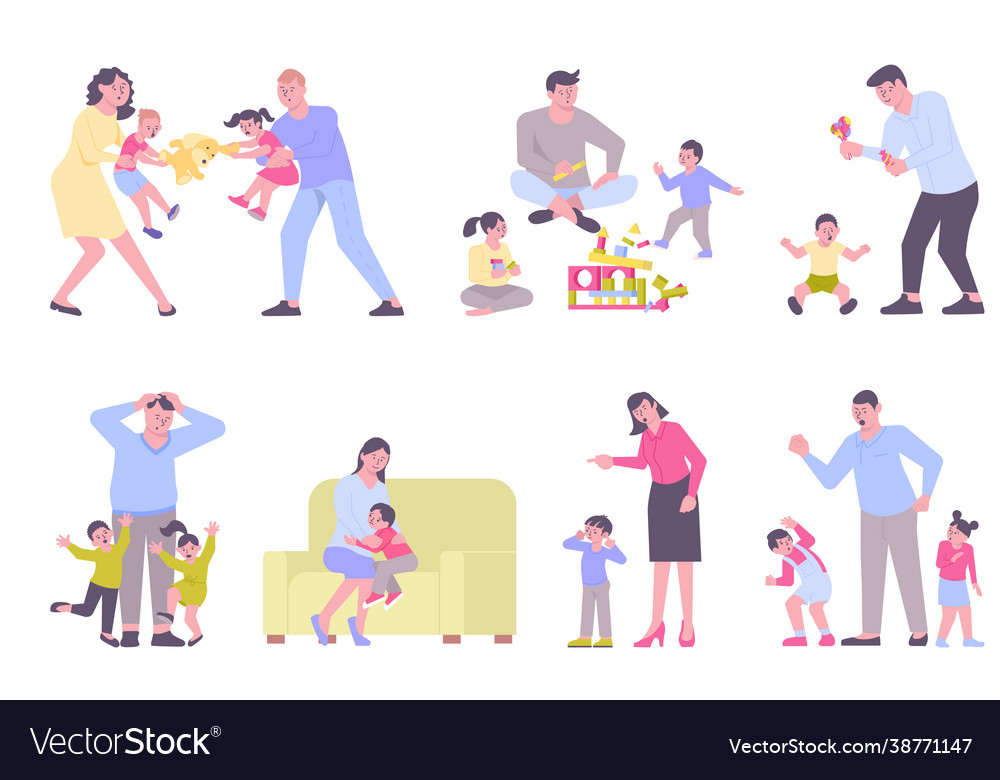 Parenting flat set Royalty Free Vector Image - VectorStock