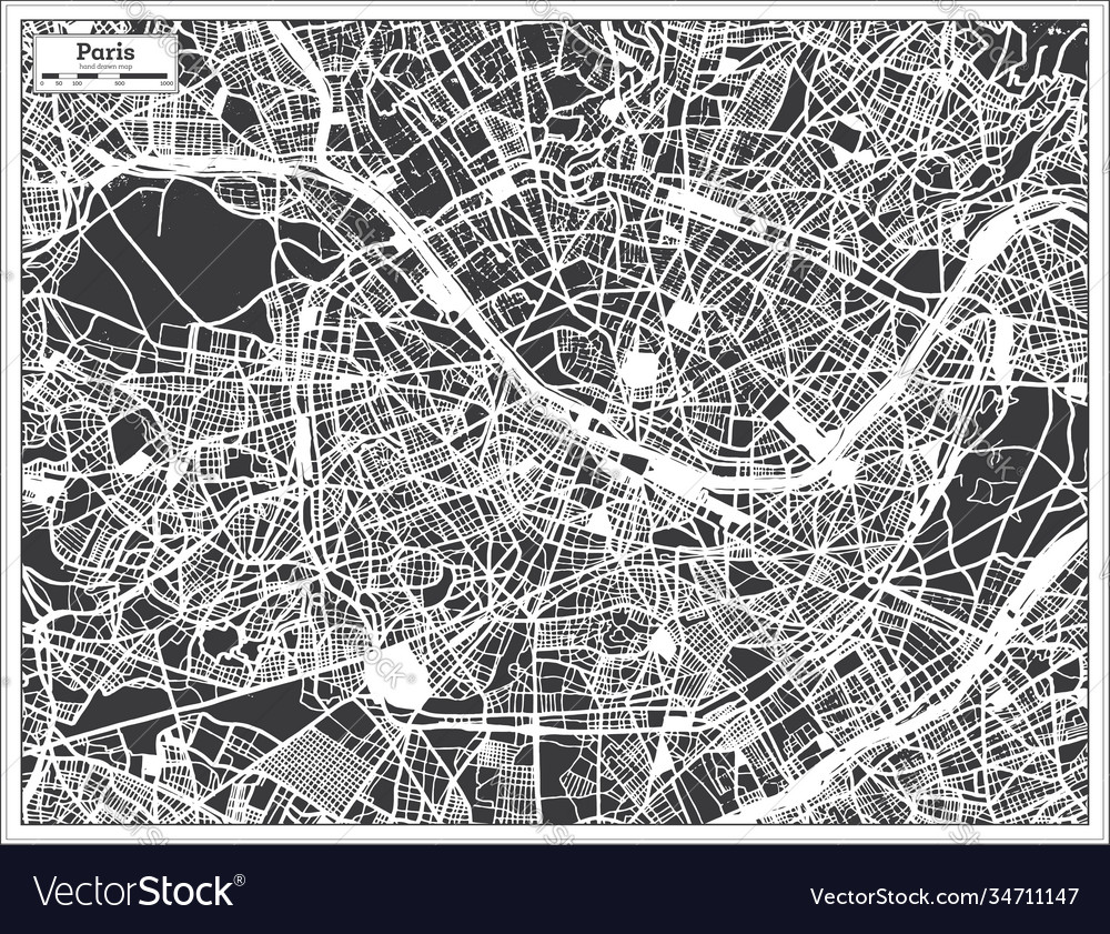 Paris france city map in black and white color in Vector Image