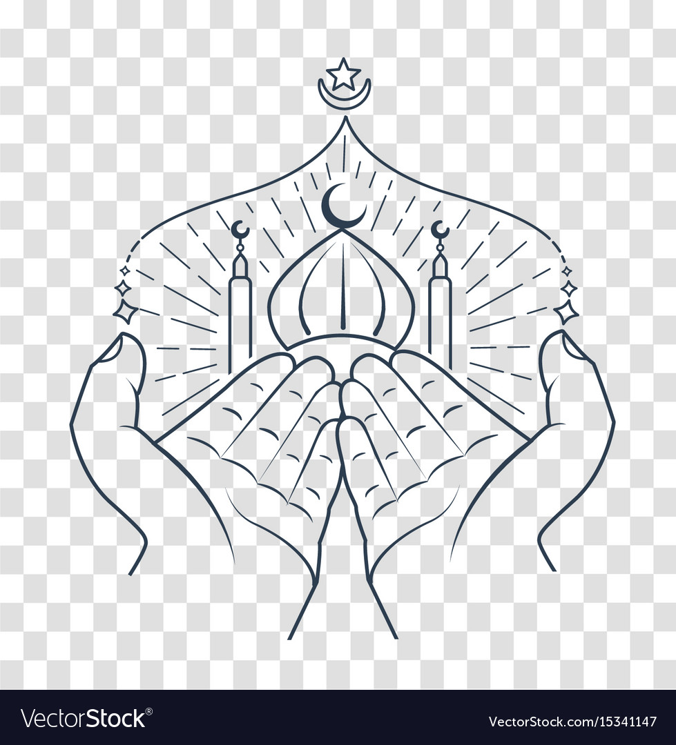 Silhouette of hands praying namaz Royalty Free Vector Image