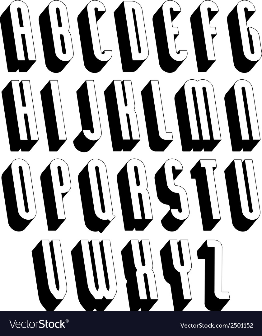 Black and white 3d font Royalty Free Vector Image