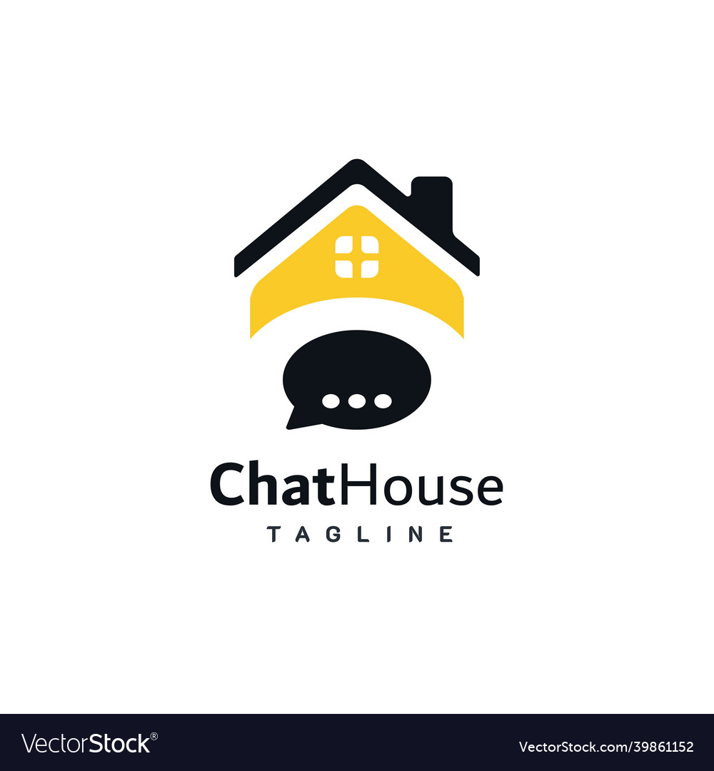 Chat house logo with game bubble and home Vector Image